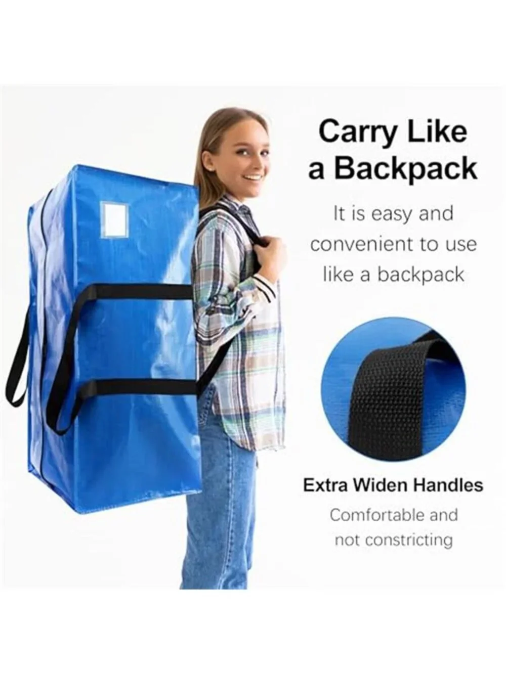 Heavy Duty Extra Large Moving Bags W/Backpack Straps - Strong Handles & Zippers